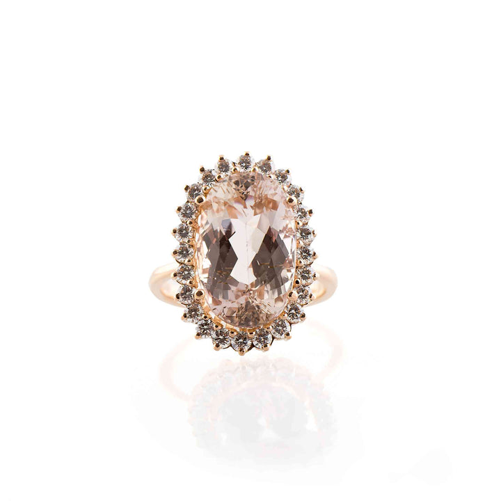 18K Rose Gold Ring with Morganite and Diamonds