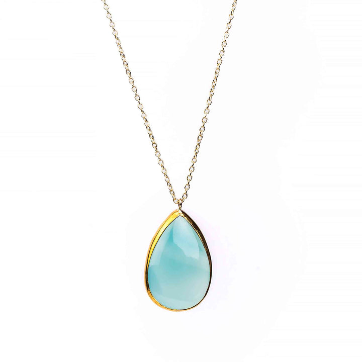 Colier din aur galben 14k+24k cu Calcedonia