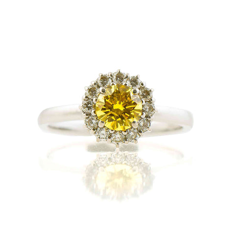 Inel din aur alb 18K cu Diamant Yellow Fancy