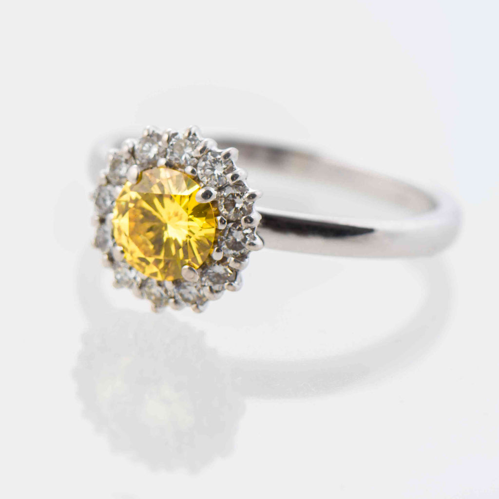 Inel din aur alb 18K cu Diamant Yellow Fancy