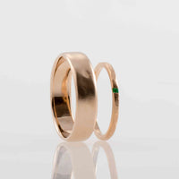 Set verighete din aur roz 14k cu Smarald Natural