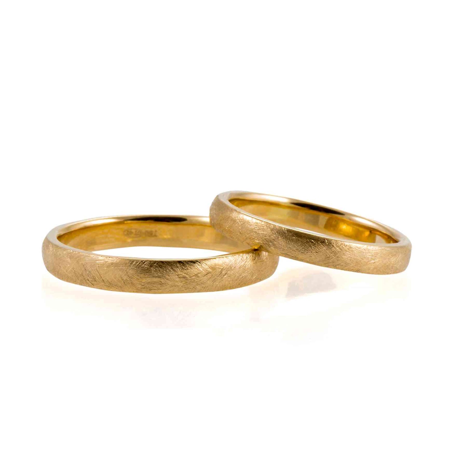Set verighete din aur galben 14K model "Patina"