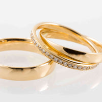 Set verighete "Bond" din aur galben 14K cu Diamante
