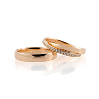 Set verighete "Bond" din aur galben 14K cu Diamante