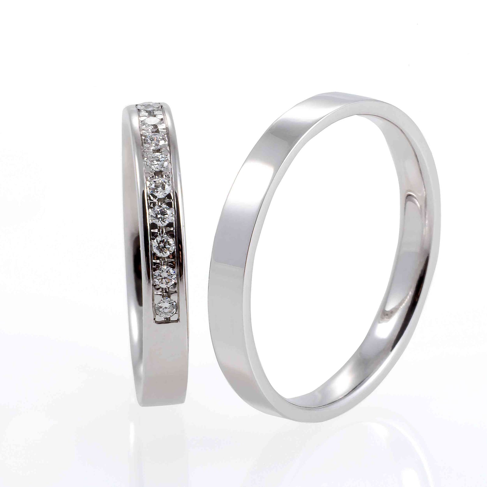 Set verighete "Suria" 14K din aur alb cu Diamante Naturale
