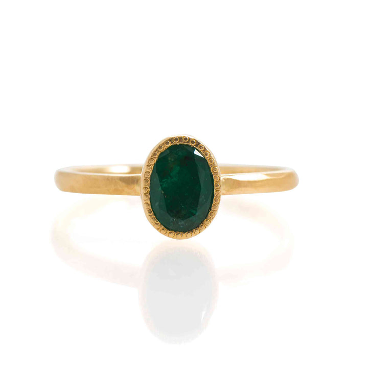 18K Yellow Gold Ring With Natural Emerald