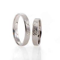 Set verighete aur alb 14K cu Diamant Natural
