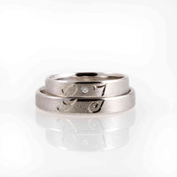 Set verighete aur alb 14K cu Diamant Natural