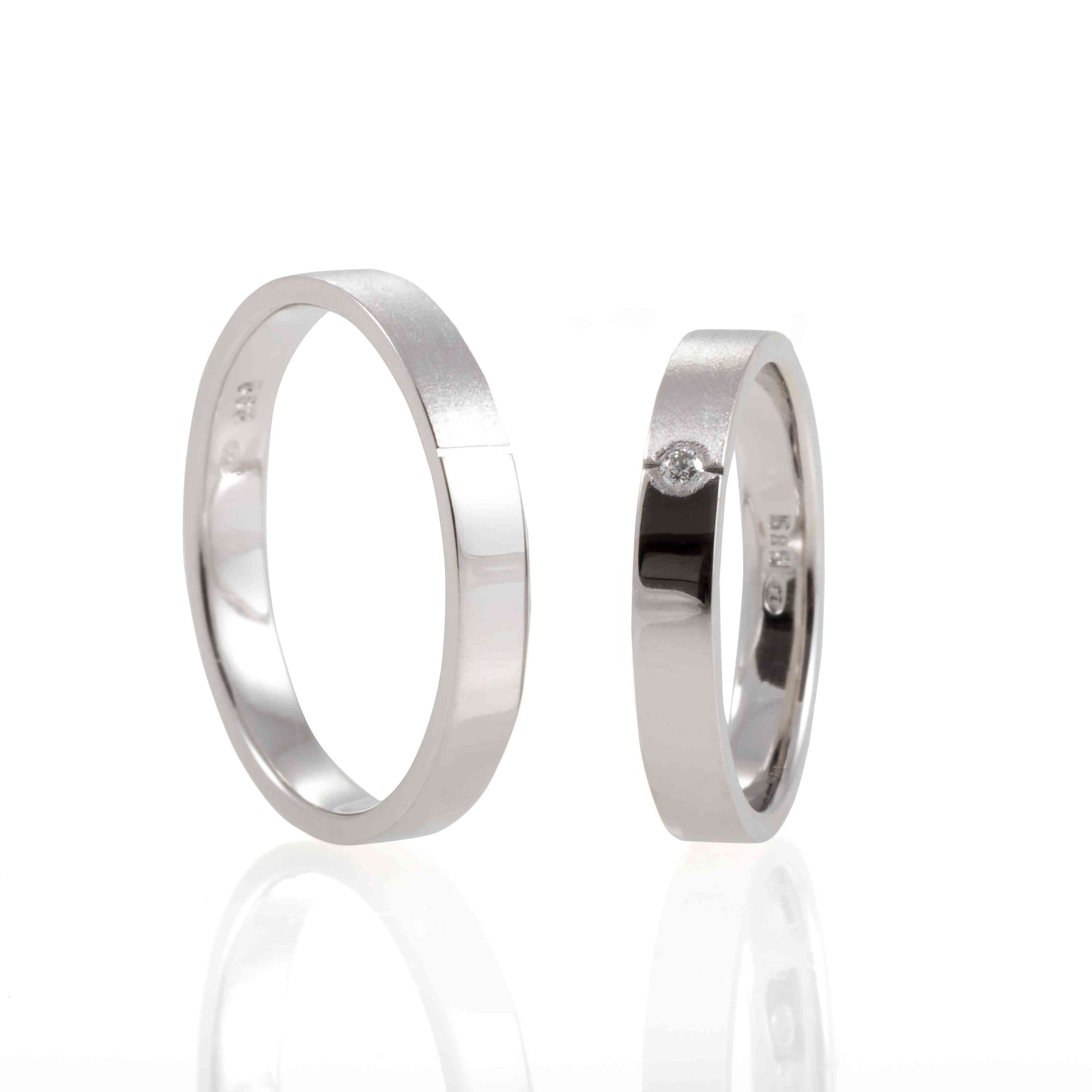 Set Verighete "Shine" Din Aur Alb 14k Cu Diamant