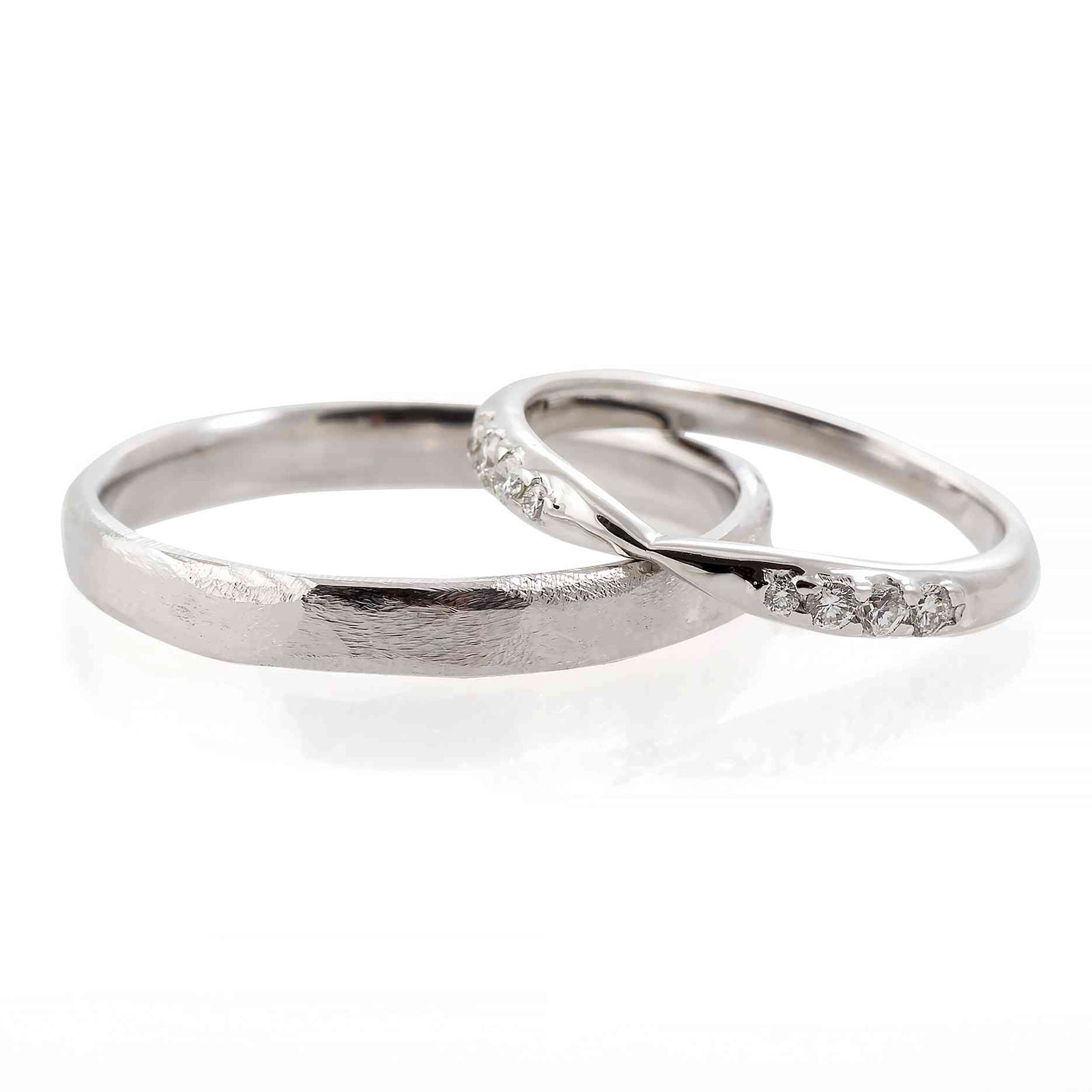 Set Verighete Din Aur Alb 14 "Liori 2" Cu Diamante