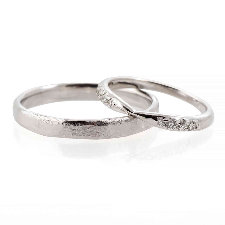 14" White Gold "Papillon" Wedding Ring Set With Diamonds