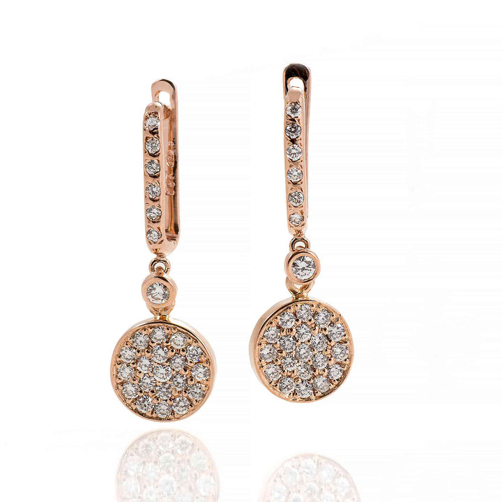 14K rose gold earrings with natural diamonds