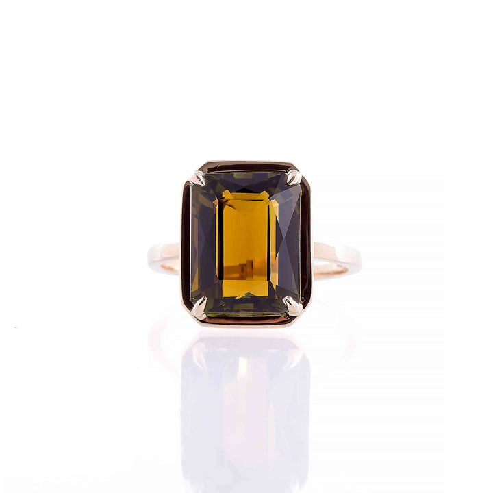 18K rose gold ring with natural tourmaline