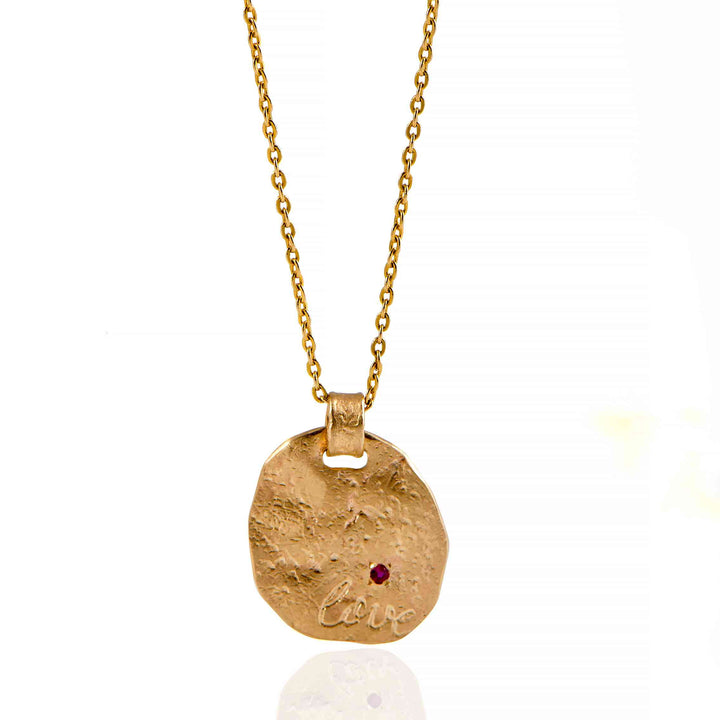 14K rose gold natural ruby ​​necklace