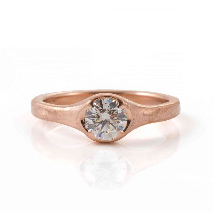 Inel de logodna din aur roz 18K cu diamant natural, custom made
