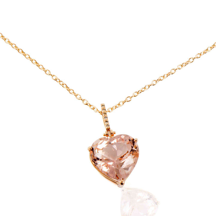 14K + 18K yellow gold necklace with Morganite and natural diamonds