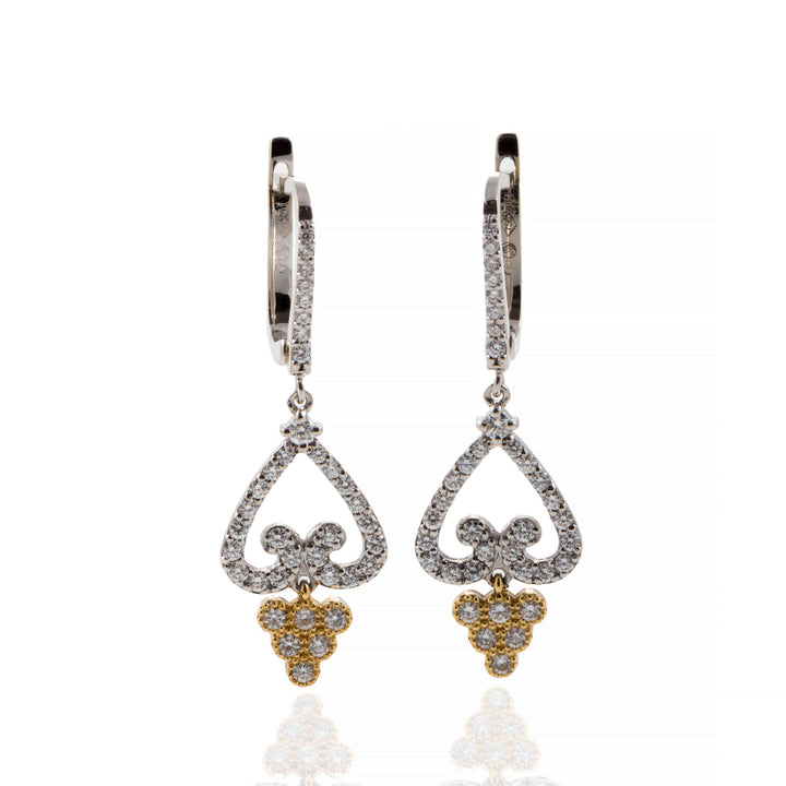 18K white and yellow gold earrings with natural diamonds