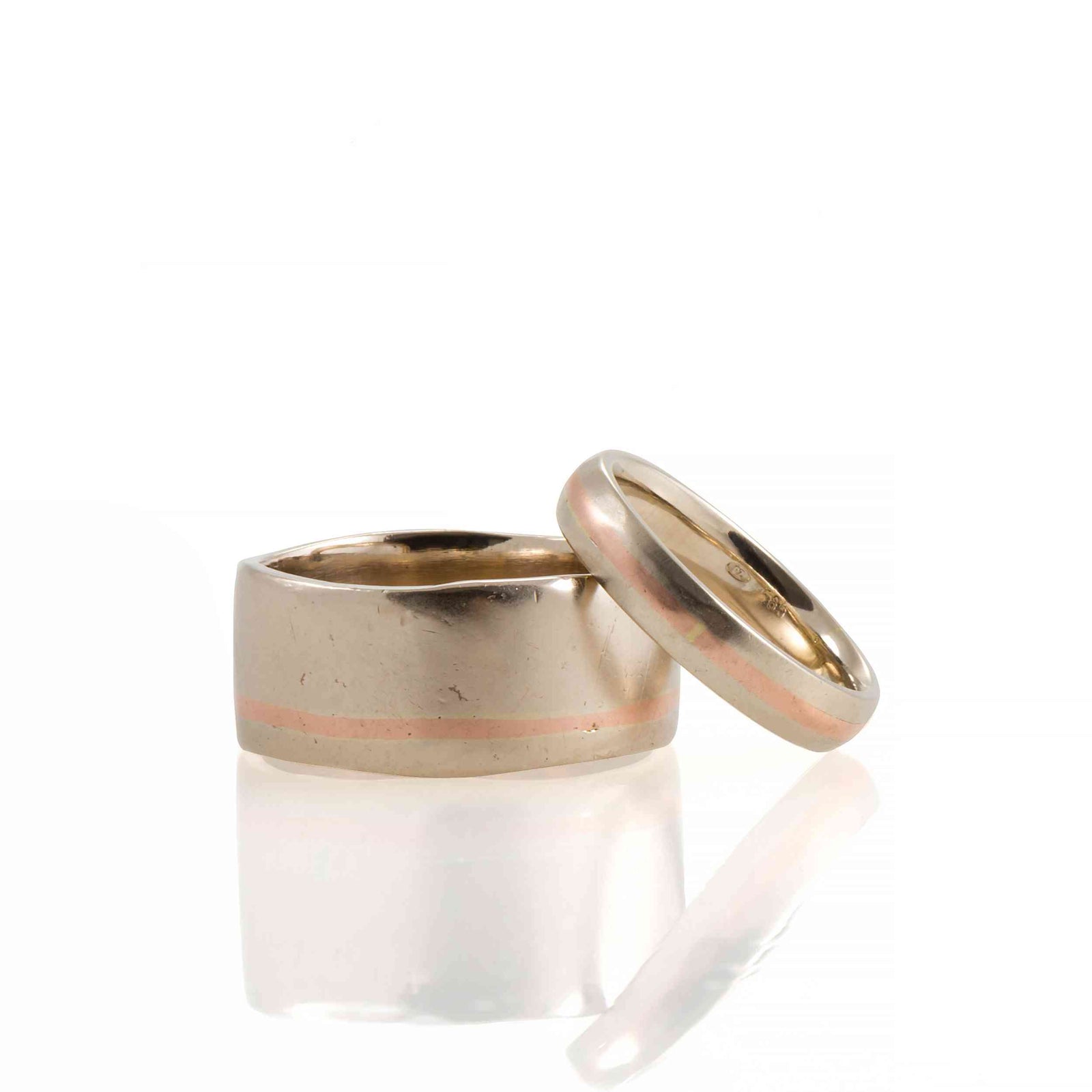 Set verighete "Lara" din aur alb si roz 14K