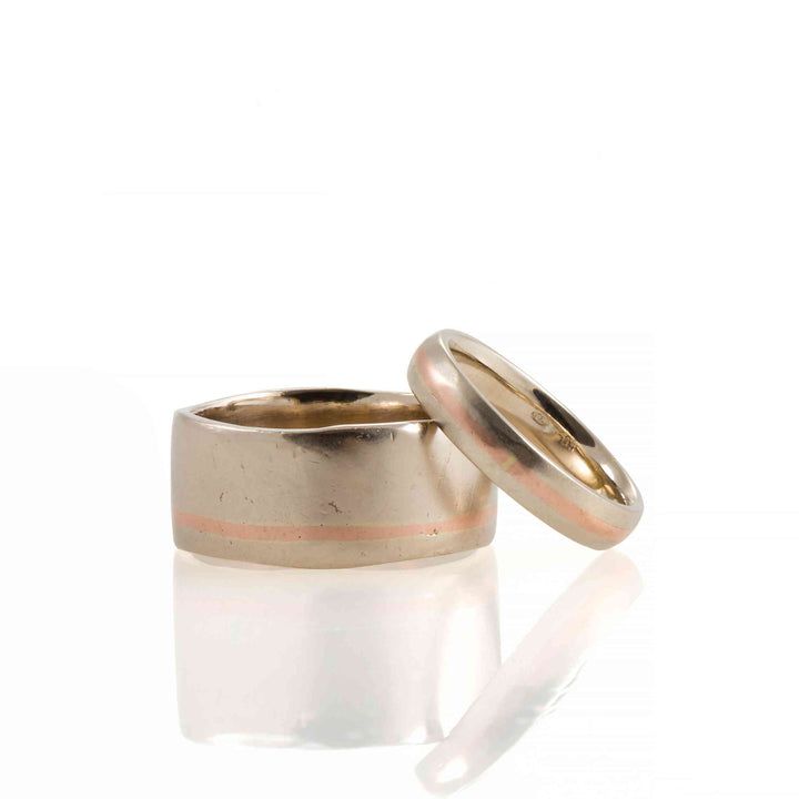 Wedding ring set "Lara" in 14K white and pink gold