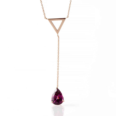 Colier si pandantiv din aur roz 18K cu rhodolite garnet