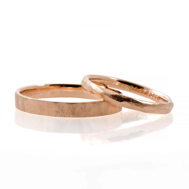 14K rose gold wedding ring set