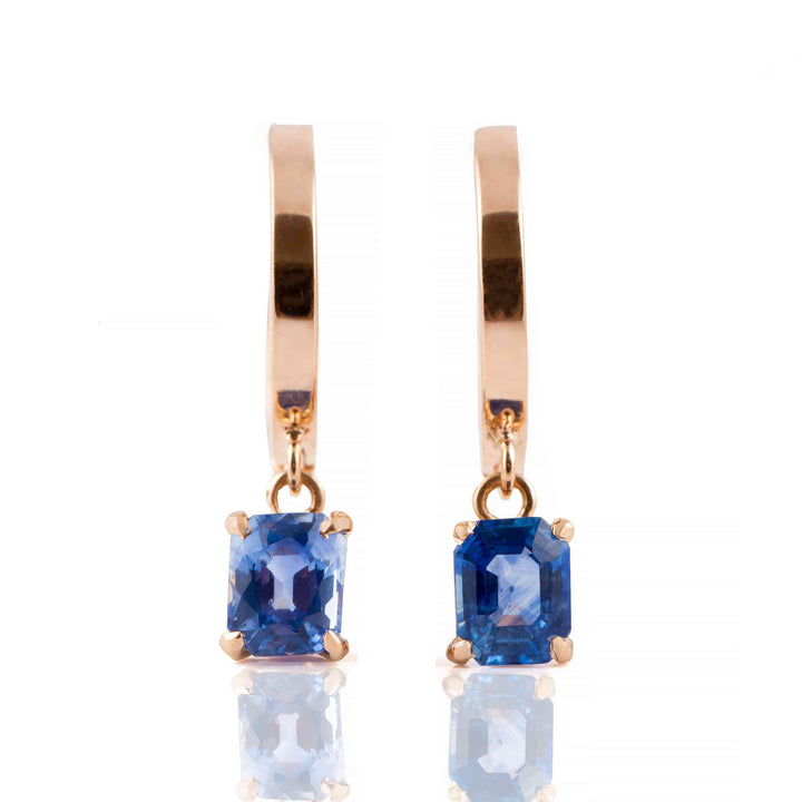 14K Rose Gold Earrings With Natural Sapphires