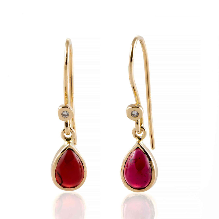 Cercei din aur galben 14K cu rhodolite naturale