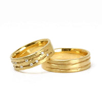Set Verighete 14k Din Aur Galben Model "DRORY" Cu Diamante Naturale
