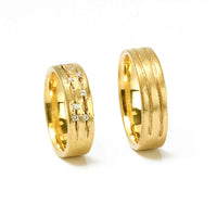 Set Verighete 14k Din Aur Galben Model "DRORY" Cu Diamante Naturale
