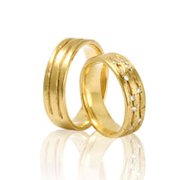 Set Verighete 14k Din Aur Galben Model "DRORY" Cu Diamante Naturale