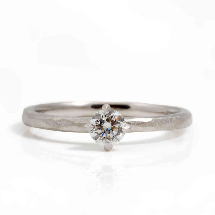 18K white gold engagement ring with natural white diamond
