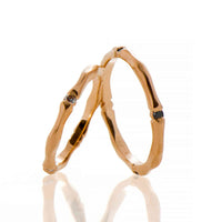 Set Verighete "Spegulo" Din Aur Roz 14k Cu Diamante Naturale