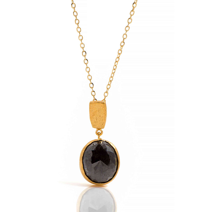 18K + 24K yellow gold necklace with natural brown diamond