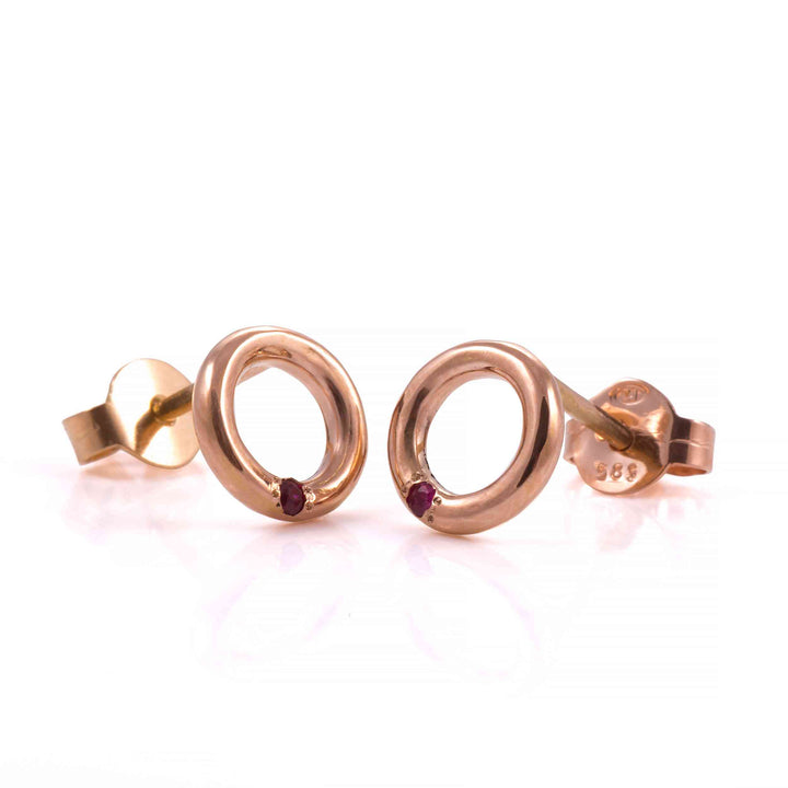 14K rose gold earrings with natural rubies