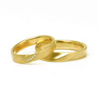 Set Verighete "FINOS" Din Aur Galben 14K Cu Diamante