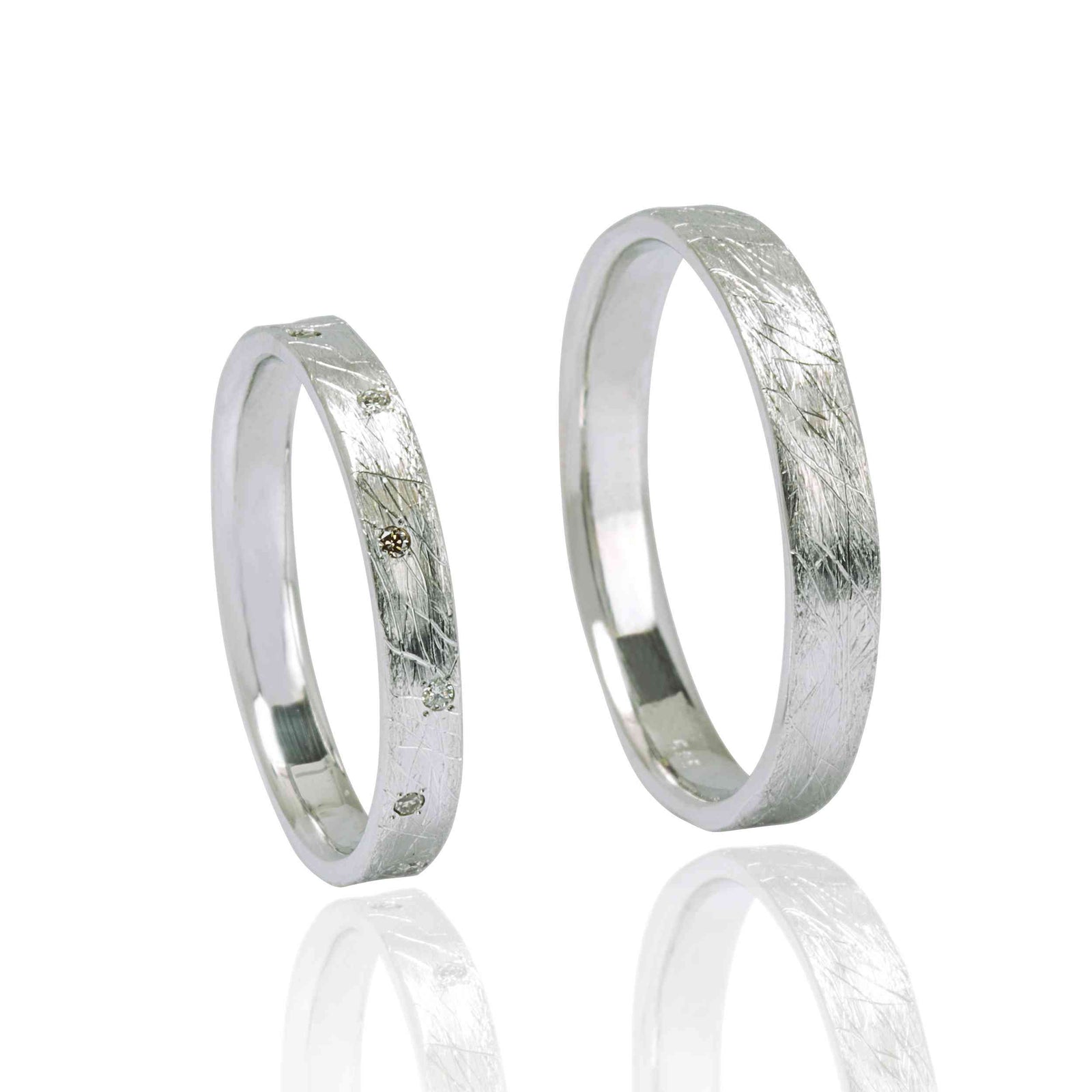 Set Verighete "LILAH" 14K Din Aur Alb Cu Diamante Naturale