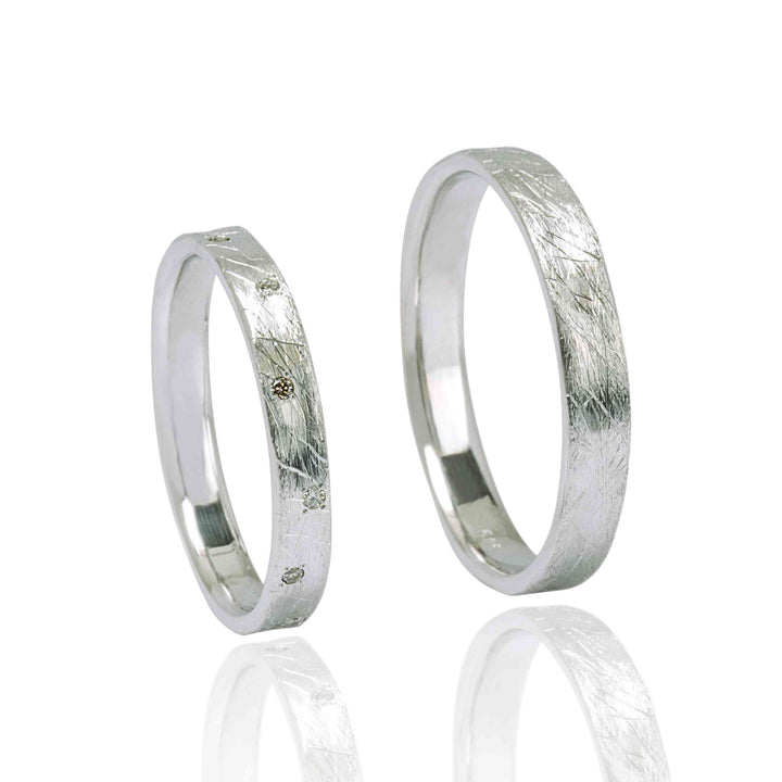"LILAH" 14K White Gold Wedding Ring Set With Natural Diamonds