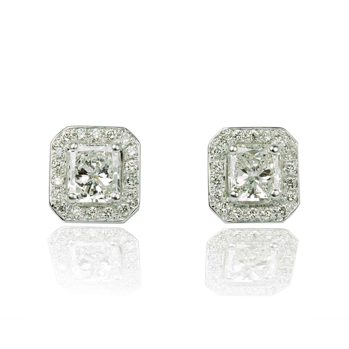 18K White Gold Earrings With Natural Diamonds