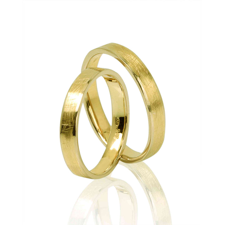 Set of 14K Yellow and White Gold "LUNA" Wedding Rings