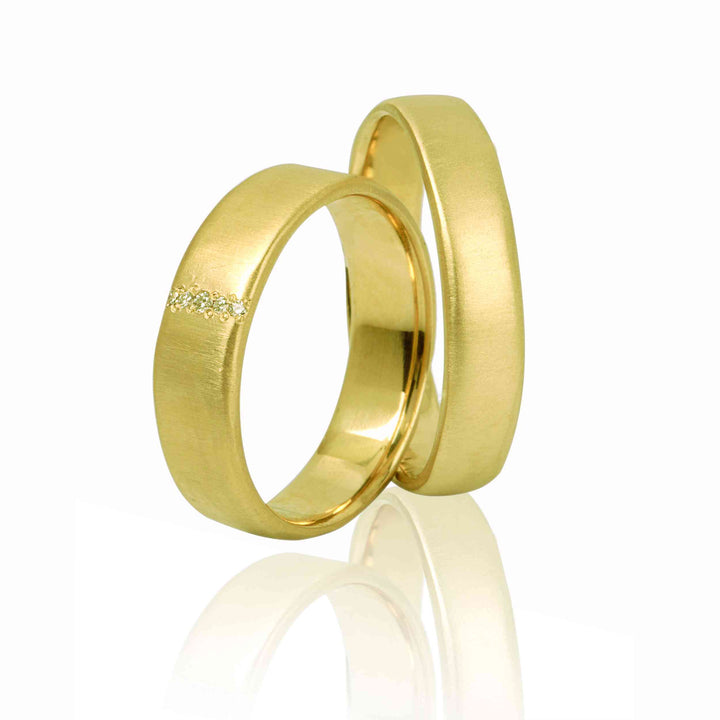 14K Yellow Gold "VENUS" Wedding Ring Set With Diamonds