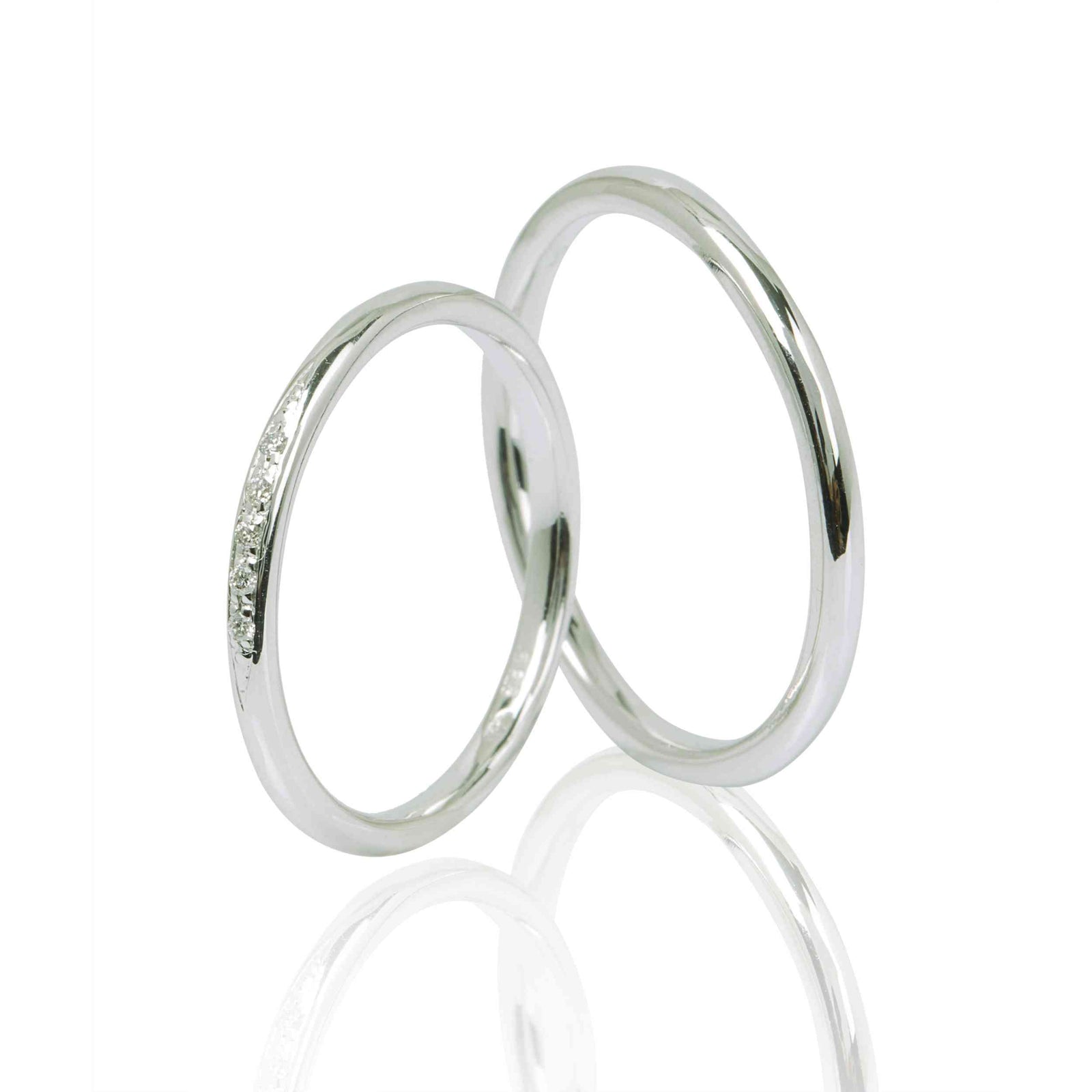 Set Verighete "ADI" 14K Din Aur Alb Cu Diamante Naturale