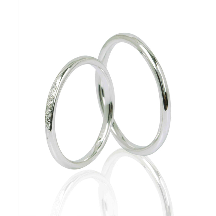 "ADI" 14K White Gold Wedding Ring Set With Natural Diamonds