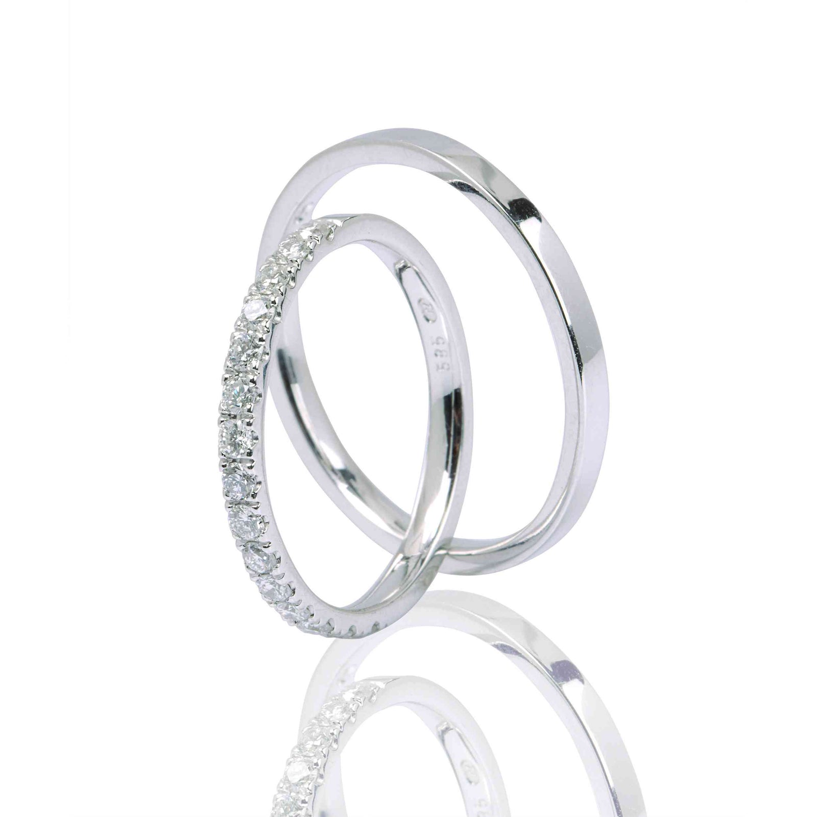 Set Verighete "FOX BIG" 14K Din Aur Alb Cu Diamante Naturale