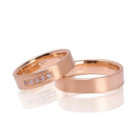 Set Verighete "Patra" Din Aur Roz 14 K Diamante