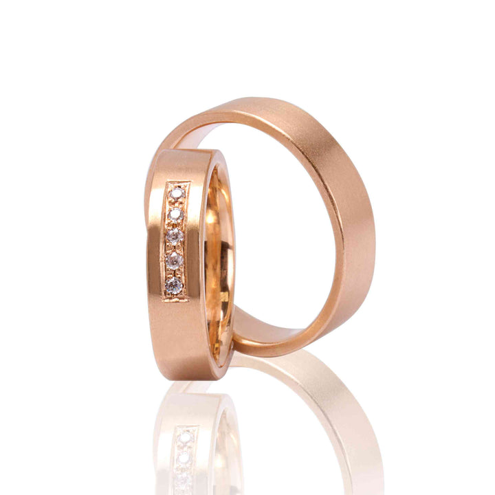 "Patra" Wedding Ring Set In 14 K Rose Gold Diamonds