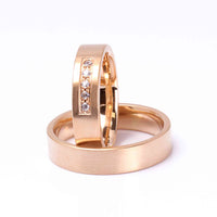 Set Verighete "Patra" Din Aur Roz 14 K Diamante