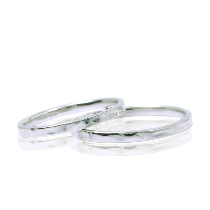 "FIRO" Wedding Ring Set Made of 14K White Gold