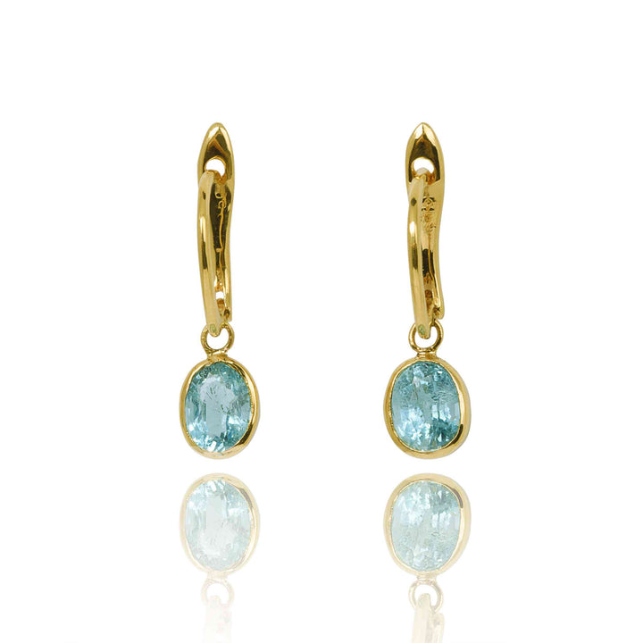 14K Yellow Gold Earrings With Aquamarines
