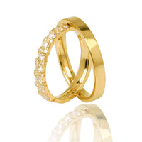 Set Verighete "GLAM" Din Aur Galben 18K Cu Diamante