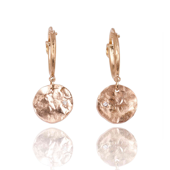 14K Rose Gold Earrings with natural diamonds